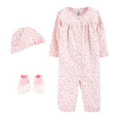 Macacacão 3pç Algodão Rosa Floral Just One You Carter's