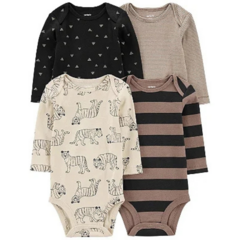 Kit Body 4pç Manga Longa Tigre Menino Carter's