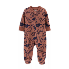 Macacão Fleece Marrom Dinissauros Menino Carter's