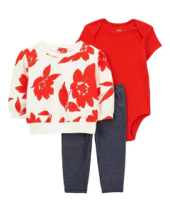 Conjunto 3pç Moletom Vermelho Floral Carter's on internet