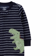 Macacão Fleece Azul Listrado Dinossauro Carter's - loja online