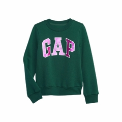 Blusa Moletom Verde Logo Metálico Gap