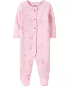 Macacão Algodão Botões Rosa Elefantes Carter's na internet