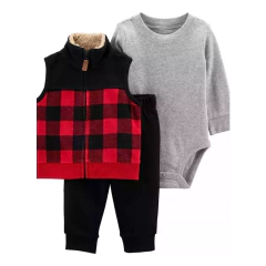 Conjunto 3pç Colete Fleece Xadrez Carter's - buy online