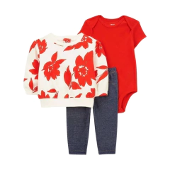 Conjunto 3pç Moletom Vermelho Floral Carter's - buy online