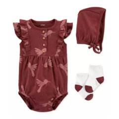 Romper 3pç Marrom Beija Flor Carter's - comprar online