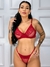 Conjunto Lingerie Sexy Em Renda Sem Bojo Com Aro E Calcinha Tanga Roberta.