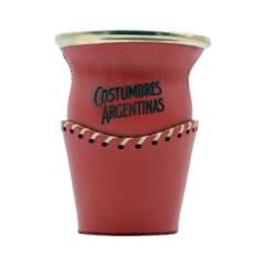 Mate Camionero Virola Alpaca Cinelada Rojo Base Cuero
