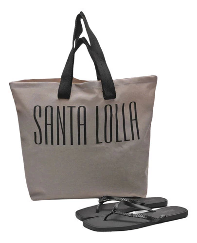 Kit Chinelo Flip Flop E Bolsa Santa Lolla Praia Original