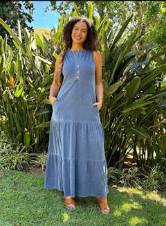 Vestido Com Camadas 100% Algodão - loja online