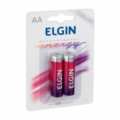 PILHA RECARREGAVEL AA 2500MAH ELGIN