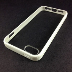 CAPA + PELICULA IPHONE 5 TPU SNAP BRANCO TRANSPARENTE LISO