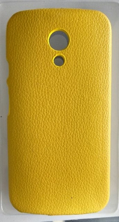 CAPA TRASEIRA COURO MOTOROLA MOTO G2 AMARELO