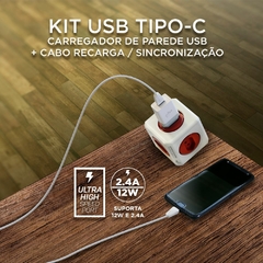 KIT CARREGADOR PAREDE ELG KTC10WC TIPO C 1M - comprar online