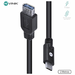 CABO USB TIPO C PARA EXTENSOR USB A FEMEA V3.2 2M C32UAF-2