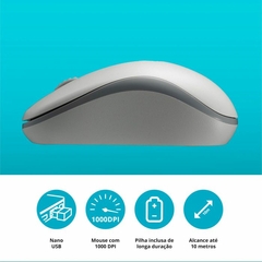 Imagem do MOUSE SEM FIO M10 1000DPI 3 BOT USB BRANCO