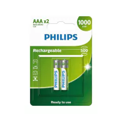 PILHA PHILIPS REGARREGAVEL R03 AAA 1000MAH C02