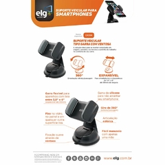 SUPORTE P/CELULAR ELG CH356 C/VENTOSA - loja online