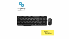 COMBO MOUSE E TECLADO USB 1000 PILHA 12 MESES PRETO