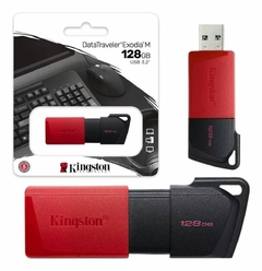 PEN DRIVE KINGSTON DATATRAVELER EXODIA 128GB PRETO/VERMELHO - USB 3.2