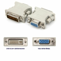 ADAPTADOR DVI-D VGA FEMEA X DVI 24+1 MACHO DV10M