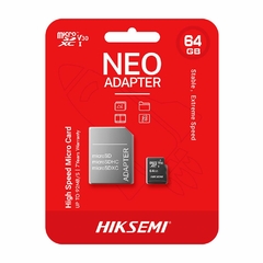 CARTAO DE MEMORIA SD HIKSMI CLASS 10UHSI 64GB MICRO+ADAPTADOR HSTFC164