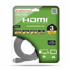 CABO HDMI BRASFORMA DE ALTA DEFINICAO 2.0 COM 3M HDMI5003 - comprar online