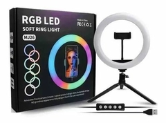 ILUMINADOR RING LIGHT 10 POLEGADAS RGB COM TRIPE 2M E SUPORTE CELULAR