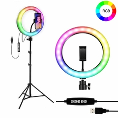 ILUMINADOR RING LIGHT 10 POLEGADAS RGB COM TRIPE 2M E SUPORTE CELULAR - comprar online