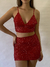 Pollera roja lentejuelas