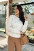 Blusa Moletom Peluciado Corações Poá -Creme