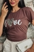 T-shirt Love Coração Animal Print- Café na internet