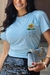 T-shirt Girassol - De costas para o escuro - Azul bebê