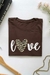 T-shirt Love Coração Animal Print- Café - comprar online