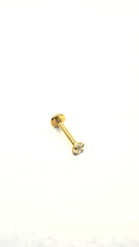 Labret Ponto De Luz Dourado Haste 8mm Pedra 2,5mm - comprar online