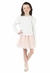 Conjunto Infantil Blusa com Flor de Tule + Saia de Tule com Cós de Elástico
