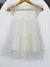 Vestido De Festa Branco Tule com Strass Estrela