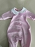 Macacão Bebê Feminino Rosa com Gola Branca e Laços em Strass