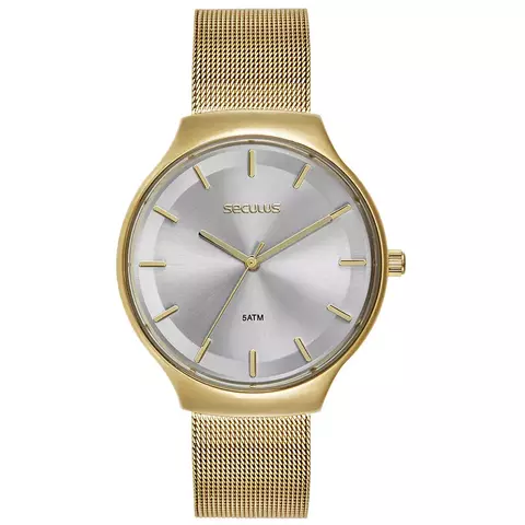 Relógio Feminino Dourado Casual Mesh