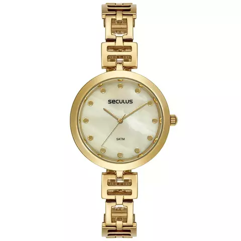 Relógio Feminino Madrepérola Corrente Dourado