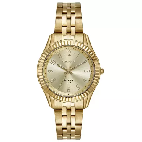 Relógio Feminino Dourado Catraca Serrilhada - comprar online