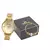 Kit Relógio Feminino Madrepérola Dourado Vidro Facetado com Pulseira