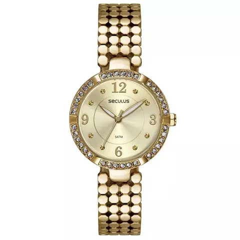 Relógio Feminino Cristais Dourado