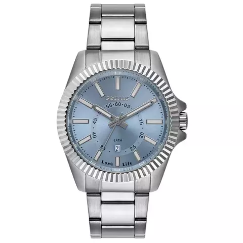 Relógio Masculino Aço Catraca Facetada Prata