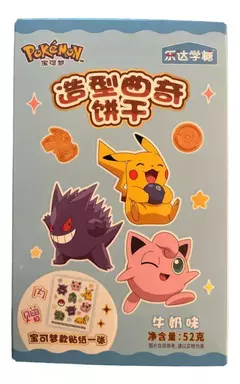 Galletas De Pokémon Sabor Leche Con Stickers 52 Gr