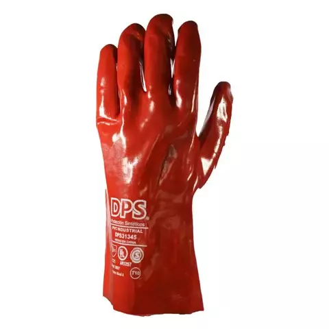 Guante PVC rojo largo total 35 cm