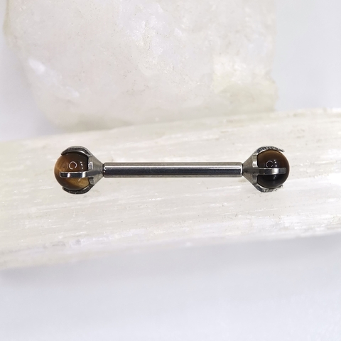 Nipple ojo de tigre engarzado