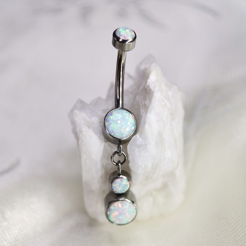 Pieza ombligo colgante ópalo celeste