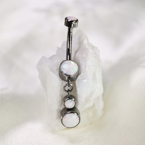 Pieza ombligo colgante ópalo blanco