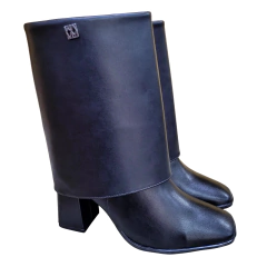 bota via marte feminina preta cano largo vista frontal